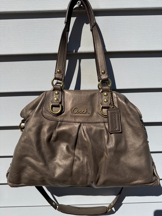 Coach Handbags - Coach Brown/Goldish Leather Satchel Bag - Signature Coach